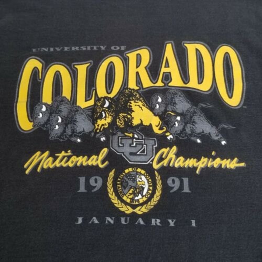 Vintage NCAA Colorado Buffaloes 1991 Football Championship Black T-Shirt Size L